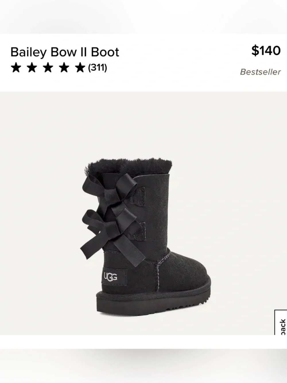 UGG Bailey Bow II Boot Toddler size 10